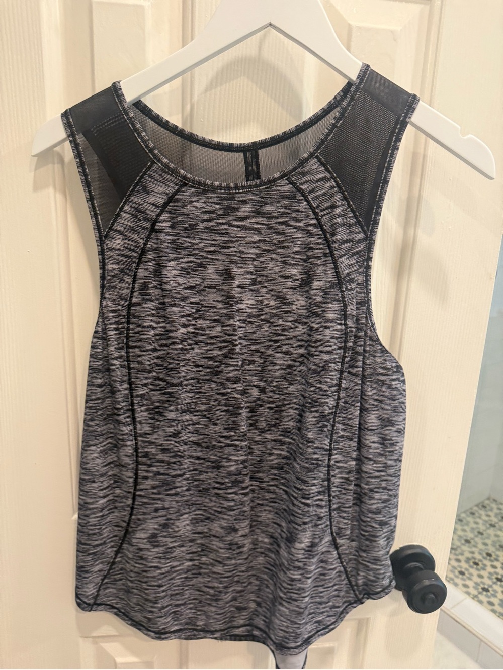 lululemon athletica Gray Space-Dye Tank with Black Mesh Yoke